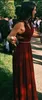 Gorgeous dark Red 2 pieces Prom Dresses v neck cut out waist Long Sexy Evening Gowns Chiffon Two Piece chiffon Formal Dress For Teens