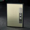 크리 에이 티브 windproof 자동 담배 담배 케이스 라이터 전자 흡연 가벼운 휴대용 금속 5 스틱 상자