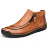 Hot Sale-New Design Män Stövlar Casual Male Outdoor Cow Leather Ankel Booties Storstorlek Boot