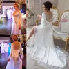 Fall Satin Sexy Hochzeit Braut Brautjungfern Robe Illusion wulstige Zurück Bademantel Langarm Appliqued Robe Dressing Nachtkleid für Frauen