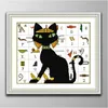 黒猫とアルファベットの家の装飾絵画、手作りクロスステッチクラフトツール刺繍針仕事セットキャンバスDMC 14ct / 11ct