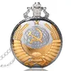 Retro UdSSR Sowjet Bades Sichel Hammerstil Quarz Tasche Watch CCCP Russland Emblem Kommunismus Halskette Kette Stunden Clock8098306