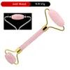 JD017 Rose Quartz jade Roller Double Head pink wave roller facial face Massager welded integrated mute metal