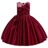 6pcs Baby Girl 3D Flower Silk Princess Dress voor trouwfeest Elegante kinderjurken voor peutermeisje Kinderen Fashion kleding