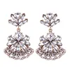 Grossist-ny mode designer överdriven vintage diamant vacker kristall zircon blomma dangle stud örhängen för kvinnor tjejer