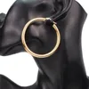 Punk 55mm diamètre large boucles d'oreilles pour femmes en acier inoxydable Tube déclaration boucles d'oreilles bijoux entiers 2018 UKMOC4864982