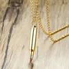 Collana da uomo con ciondolo a forma di proiettile in acciaio inossidabile in gioielli con creazione di urna e cenere color oro PN-899246t