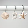 White Brown Hanging Hooks Resin Bath Curtain Hook Starfish Conch Shell Modeling Bathing Room Articles EEA434