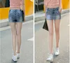Women Denim Shorts Zipper Slim False 2 Pieces Female Skirt Shorts Fashion Colorfast Cowboy Bottoms Fitness Short Jeans HM1389