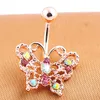 Top Quality Dangle Belly Button Ring Rose Gold belly bar Body Jewelry Butterfly Navel Piercing For Sexy Women Luxury bijoux