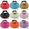 Women Large Floppy Visor Hat Foldable Straw Boho Wide Brim Hat Summer Beach bowknot Lady Sunscreen Caps Roll Up AAA2005