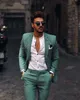 Green Winter Groom Wear Slim Fit One Button Peaked Lapel Mens Business Formal Prom Tuxedos Best Man Blazer Suit (Veste + Pantalon)