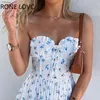 Kobiety Elegancka Moda Sexy Floral Print Bandeau Frill Hem Dress Mini Dress Summer Party Dress Y200623