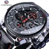 Forsining montre hommes Sport mécanique montre-bracelet automatique auto-vent horloge Date 3 cadrans cuir brillant affaires étanche Relogio265U