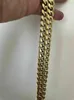 Catena girocollo da uomo Cuban Miami Link 26 "oro 14k su acciaio inossidabile 12 mm