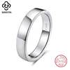 Rinntin 925 Sterling Silver Simple Couple Ring Lovers' Geometric Wedding Engagement Rings Fine Jewelry Engrave Words TSRC1