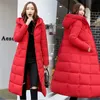 Parkas de plumón para mujer Tallas grandes 5XL 6XL Chaqueta de invierno Mujer Algodón Sólido Con capucha Ropa exterior larga Gruesa Abrigo acolchado cálido Parkas1