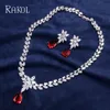 RAKOL Fashion  Water Drops CZ Crystal Doble-layers Zircon Marquise Wedding Necklace Earrings Jewelry Set For Women Party