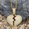 Hip Hop -smycken med zirkon Iced Out Chains Vintage High Grade Love Heart Pendant Halsband Rostfritt stål smycken hela mens 220J