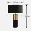 Modern Vintage LED Table Lamps for Living Room Bedroom Bedside Black Drum Fabric Shade Nightstand Lamp Cement Table Light MYY