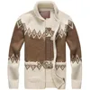 Muls Luksusowy płaszcz z wełny Mężczyźni Cardigans Diamond Argyle Winter Zagęścić Heavy Knit Cardigan sweter Kurtka Mężczyźni 80% wełna 20% akryl