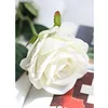 Flanel Rose Flower 10 stks / partij Bruiloft Decoraties Real Touch Cloth Rose Flower Head Plastic Stam Thuis Office Shop Silk Decorative Rose