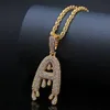 Hip-hop ice out az senza nome personalizzato goccia lettera collana catena gioielli in oro argento cubic zircone