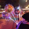 LED Cartoon Bobo Ball Balloon Lysous Light Up Transparenta Ballonger Leksaker Blinkande Ballong Julfest Bröllop Bar Club Decoration