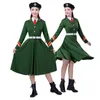 Exército da China Desempenho Traje Verde e azul Uniforme Militar Mulheres Solider Roupas Fotografia Exército Chorus stage wear
