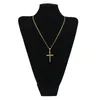 Gold Men Women Cross Pendant Necklace with 60cm Cuban link chain or gold plated box chain New fashion Hip hop necklace jewelry