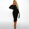 Casual Jurken Mode Elegante Pailletten Jurk Dames Sexy Lange Mouw Glitter Bodycon Off Shoulder Avond Party Formal