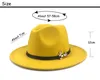 Metal Love Belt Dekoracja sztuczna wełna Fedora Hats Kobiety poczuć vintage jazz Trilby Hat Ladies Wide Brim Panama Bowler Cap5205630