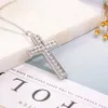 Ny 925 Silver Exquisite Bible Jesus Cross Pendant Halsband för kvinnor Män Crucifix Charm Simulerade Platinum Diamond Jewelry N024