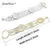 Stonefans Pulsera larga de diamantes de imitación Brazalete superior de cristal Pulseras de cadena Flor Pulseras nupciales Brazaletes de boda Mujeres MX190727