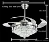 Led Crystal Chandelier Fan Işıkları Görünmez Fan Kristal Işıklar Oturma Odası Yatak Odası Restoran Modern Tavan Fan 42 İnç Remo3900232