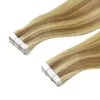 14"-24"Remy Tape in Hair Extensions Brazilian 100% Real Human Hair Skin Weft ,piano color