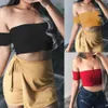 Dames Dames Sexy Off Schouder Korte Mouwen Top Solid Crop Blouse Tops Zomer Korte Mouwen Blouse Outfit1