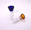 Färg Tjockglas Bong Slides med handtag Skål Tratt Man 14mm 18mm Rökning Tillbehör Vattenrör Bongs Skålar Heady Slide
