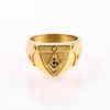 Men's masonic knights templar sword ring Shield Shape Full Gold Custom Stainless steel Freemason regalia wholesale jewelry itemsl