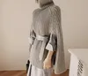 Kvinnors Cape Sweater Women 2021 Europe America Oversize Cloak Style Knit Ladies Turtleneck Street Shawl Coat Sexiga Vinter Toppar