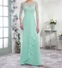 Mousseline de soie A-ligne mère de la mariée robes Scoop Zipper avec boutons dos étage longueur plis robes de soirée élégantes