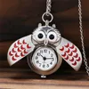 Argent Mini mignon hibou forme aile Quartz montre de poche hommes femmes horloge analogique montre collier chandail chaîne cadeaux