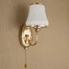 Modern Bedroom bedsides Wall Lights White Striated Glass Golden Base Corridor Wall Lamp Fixtures Mirror Front Wall Sconces