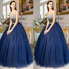 2019 Sparkle Azul marino Lentejuelas Vestido de fiesta Sheer Jewel Neck Vestidos de fiesta Vestidos de noche largos con cuentas completas