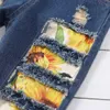 Bambini Girasole Denim Tuta Abiti estivi Moda Bambini Bretella Jeans Fori rotti Pantaloni Salopette per bambini Pantaloni Abbigliamento per ragazze M1882