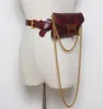 Womens New Fashion Wild Retro Serpentine Layered Waist Bags Chain Decorative Waist Bag Phone Bag Detachable Female Pockets