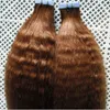 테이프 인간의 머리카락 확장 이탈리아어 / 거친 yaki 40pcs kinky 직선 스킨 웨스트 인간의 머리카락