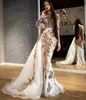 Ebi Arabic Aso ASO Luxo renda com miçangas de miçangas altas vestidos de baile de baile sereia festa formal segunda recepção vestidos ZJ225