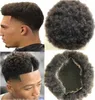 アフリカ系アメリカ人のための男性のウィッグメンズヘアピースアフロカールフルレースのタッペブラックカラーインドのバージンの人間の髪の髪の毛の交換