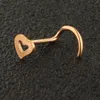 Steel Serce Serce Stuwiowe pierścienie śrubowe Bend Piercing Biżuteria Kobiet Nos Pin